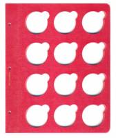 Лист для монет в капсулах диаметром 44 мм., красный.  Россия, #К01-44